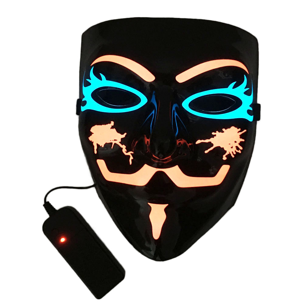Masca LED Carnaval, Festival, Cosplay, Halloween cu 3 Moduri de Iluminat, Anonymous