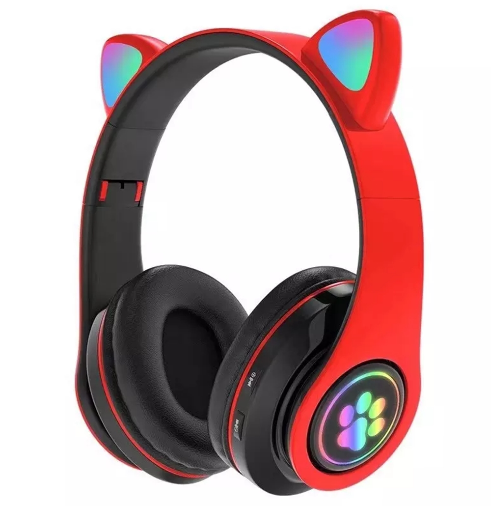 Casti audio wireless pentru copii, Cat Paw Ear, rosu OMC