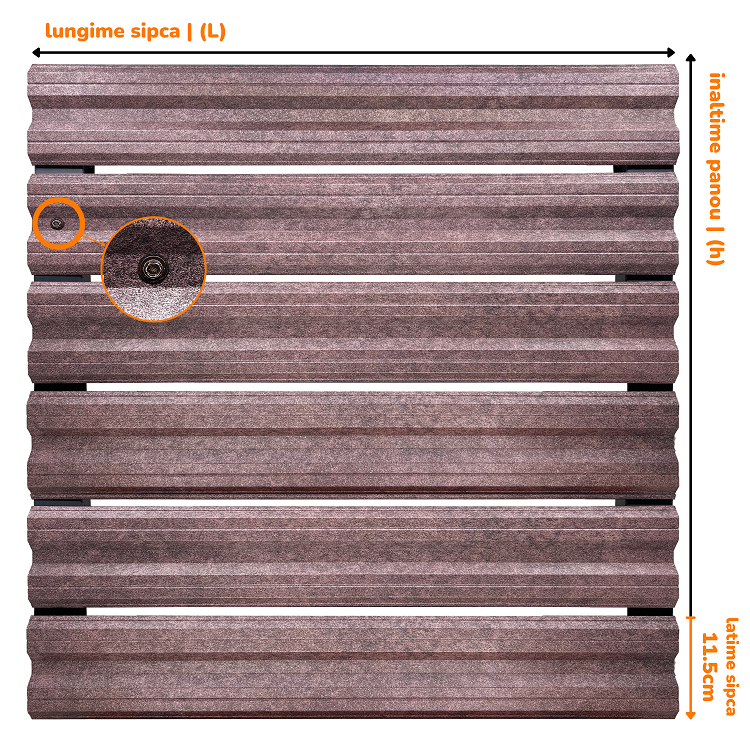 Set 25 buc Sipca orizontala metalica gard Simetrica 1800x115mm/buc Granit Imperial - Imitatie Piatra