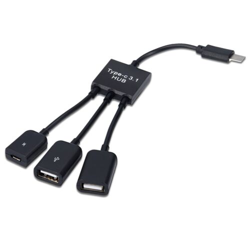 Adaptor USB-C 3-in-1 pentru telefoane, Kwmobile, Negru, Plastic, 41615.01