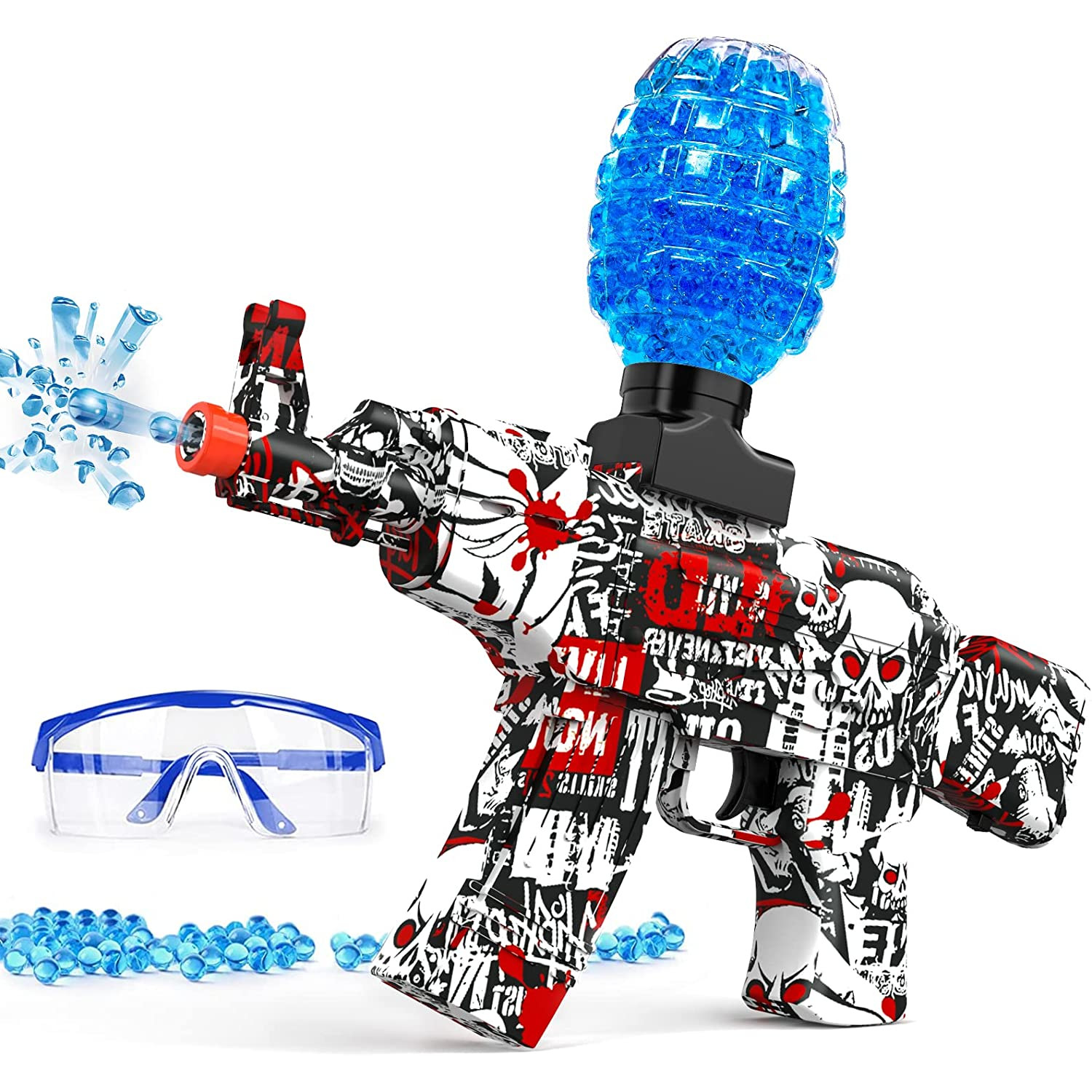 Pistol electric Go Kart cu bile de hidrogen de gel, ventuze de burete si ochelari pentru protectie, jucarie pentru copii, culoare rosu activități imagine 2022 protejamcopilaria.ro