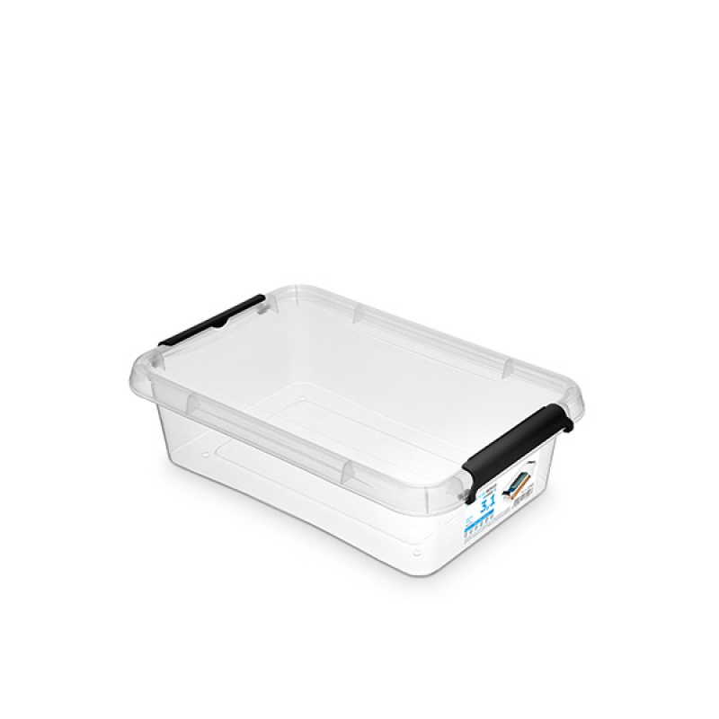 Container caserola plastic cu capac, transparent, ORPLAST Simple box - capacitate 3.1L