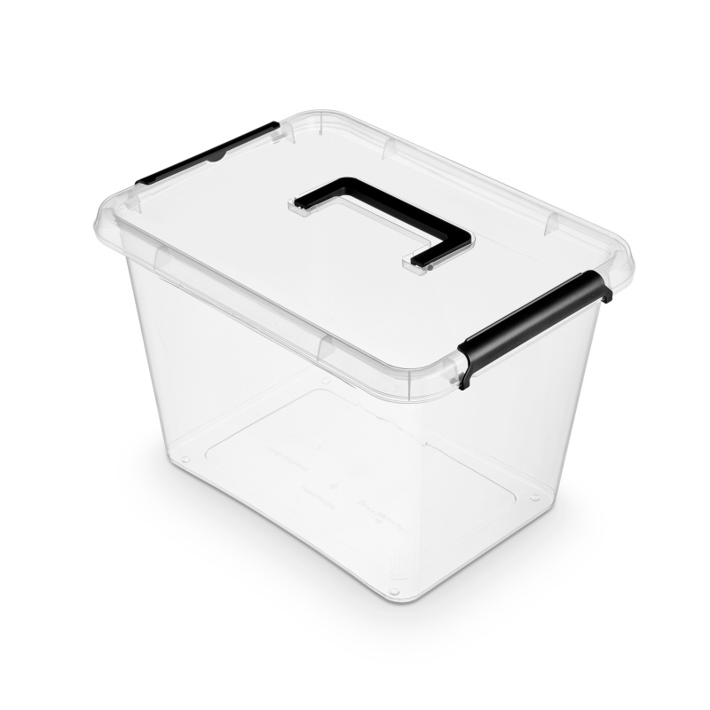 Container caserola plastic cu capac, transparent, ORPLAST Simple box - capacitate 19L - cu maner