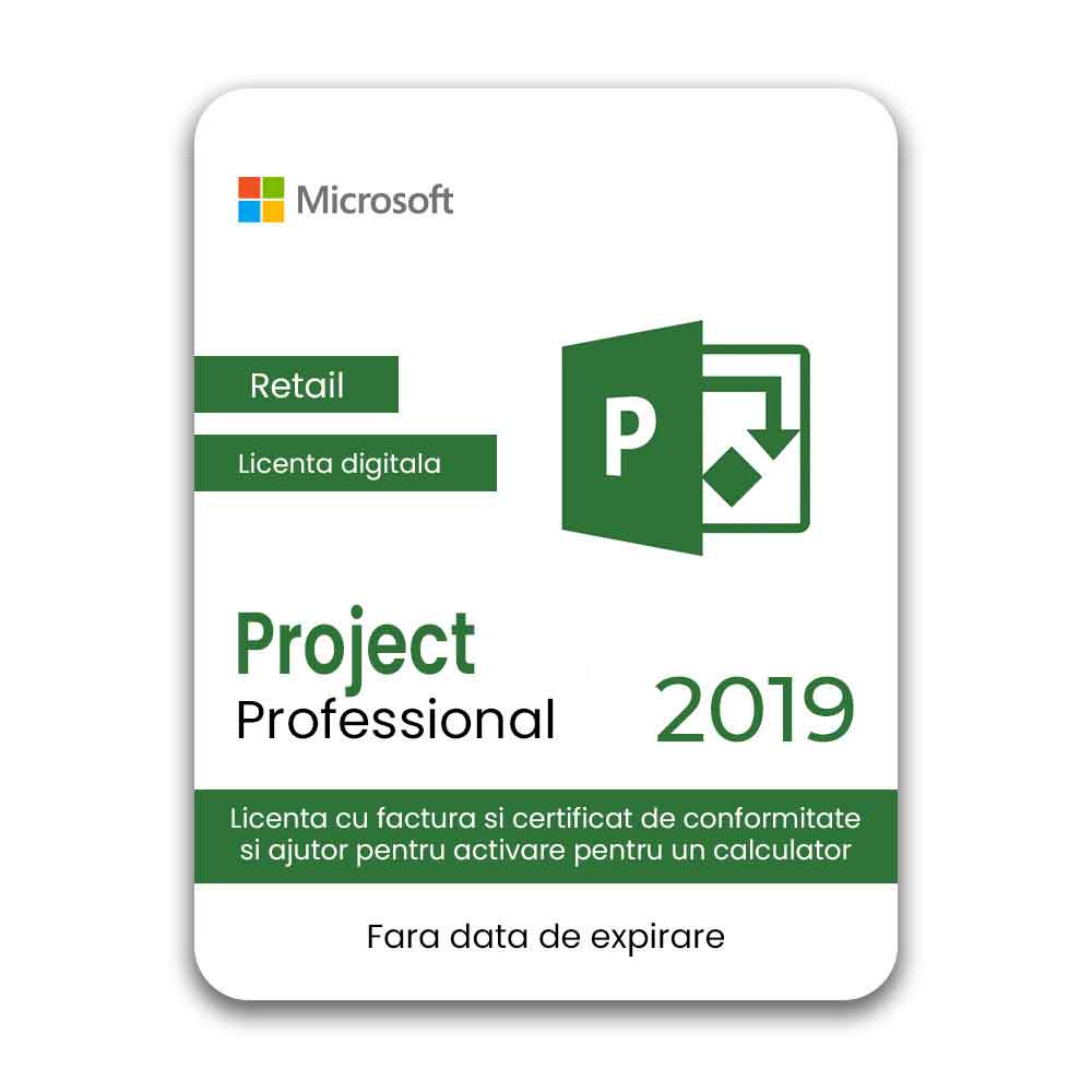 Project Professional 2019, licență electronică, compatibil cu Windows 10 si 11 (Compatibil imagine noua idaho.ro