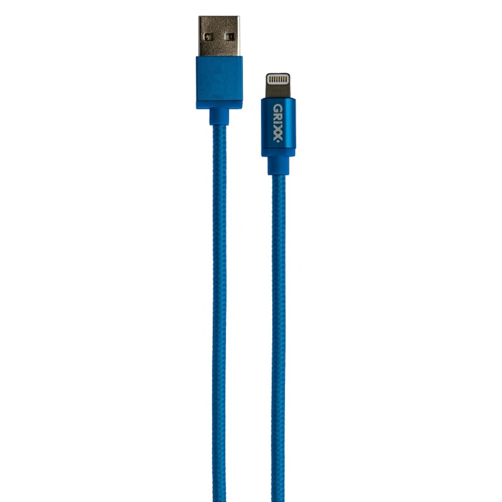 Cablu date GRIXX – 8-pin to USB Apple MFI License, impletit, lungime 1m – albastru 8-pin imagine noua idaho.ro