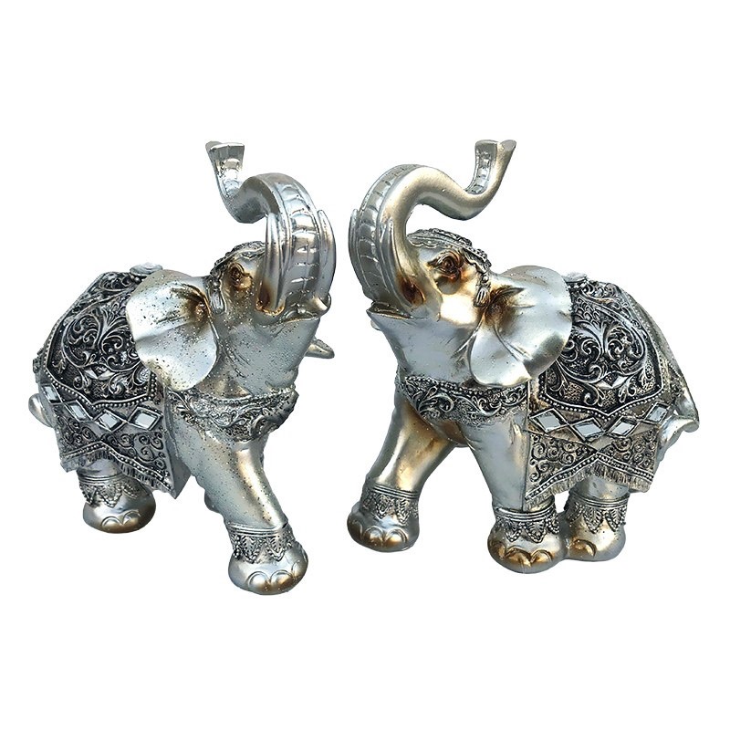 Statueta decorativa, Set elefanti cu cristale, Argintiu, 16 cm, 210H