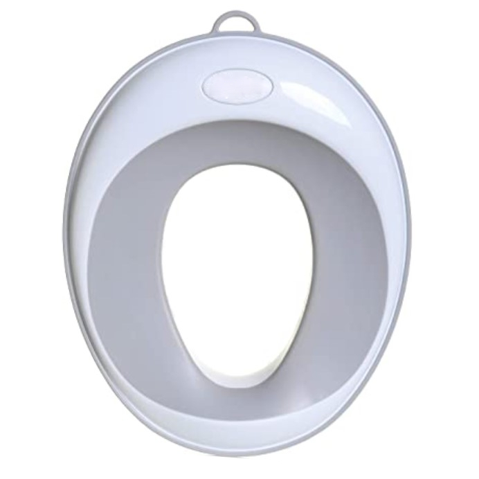 Reductor WC pentru copii, portabil, antiderapant, cu inel de prindere, gri cu alb, buz alb imagine 2022 protejamcopilaria.ro