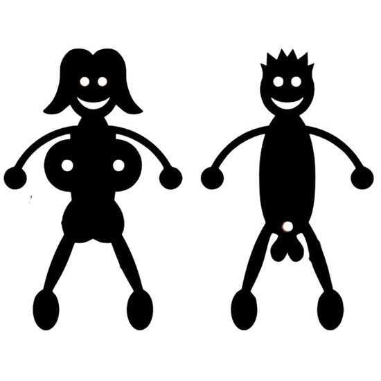 Set decoratiune semn baie Krodesign Mr Hot Dog & Mrs Marshmallow, lungime 20 cm, negru