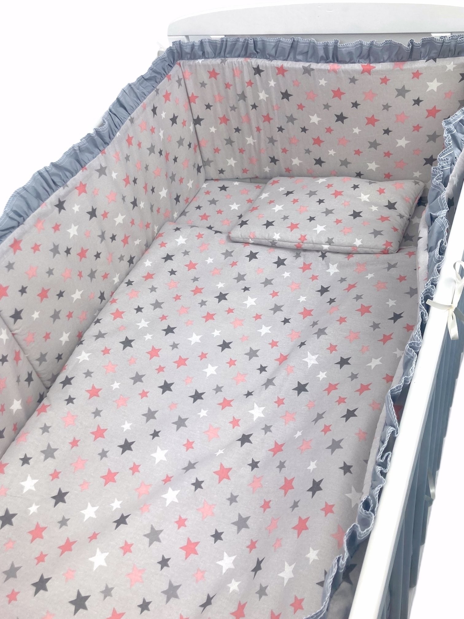Lenjerie de pat bebelusi CN 120x60 cm cu aparatori laterale Deseda Cer de primavara