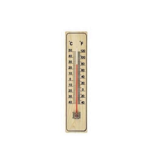 Termometru de perete pe suport de lemn, Strend Pro TMM-032 Woody, 220x50x13 mm