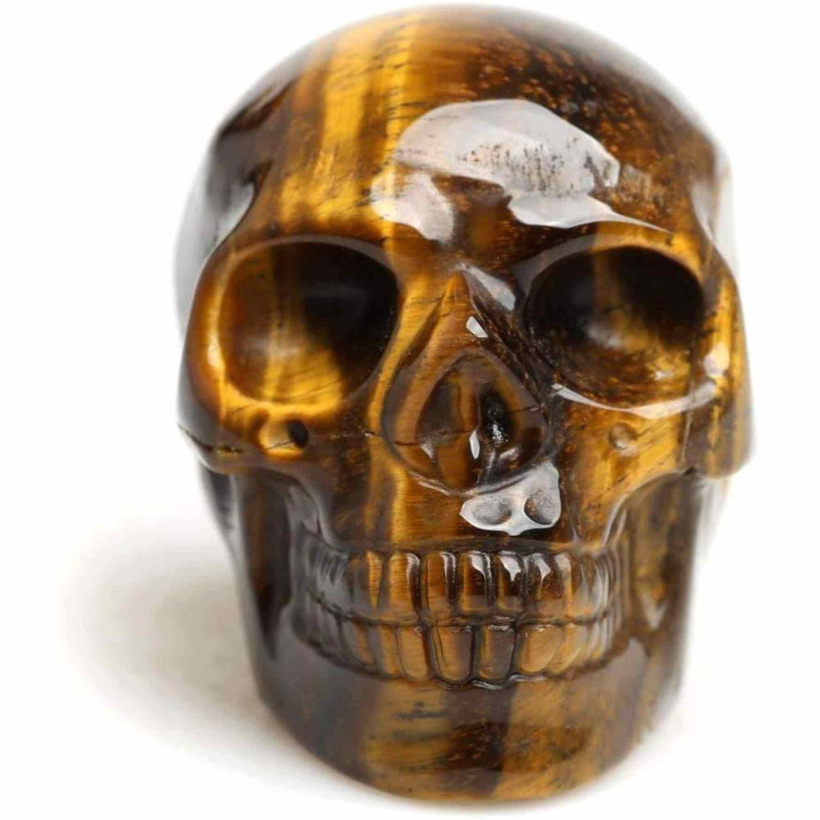 Craniu 5 cm sculptat manual din cristal de Ochi de tigru piatra semipretioasa vindecatoare Figurină artistica pentru decor de Halloween, decoraratiune pentru biroul de acasa