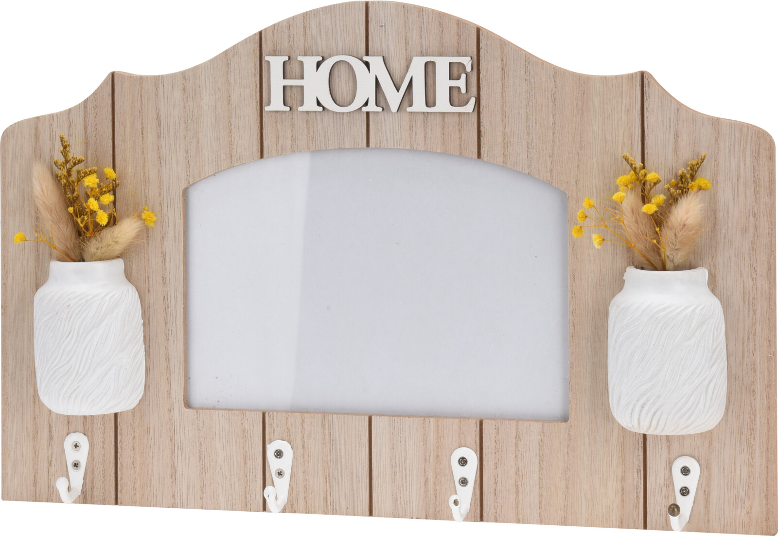 Suport decorativ depozitare chei Excellent Houseware, lemn, 36.5x23.5x 3.3 cm, maro/alb