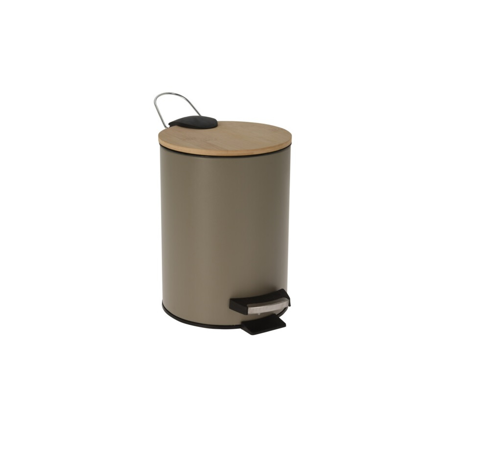 Cos gunoi Bathroom Solutions, polipropilena/bambus, 17x24 cm, 3 l, gri