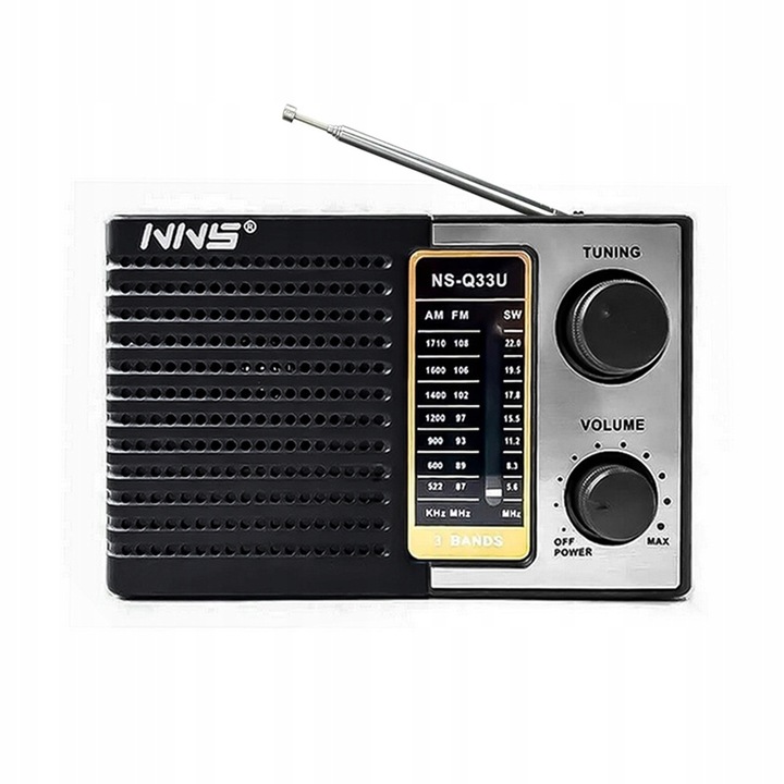 Radio Portabil cu Acumulator si Lanterna, Soundvox NS-Q33BT, FM/AM/SW, Bluetooth, USB, TF Card, Negru