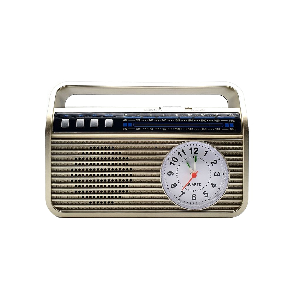 Radio Portabil Bigshot MD-500 cu MP3 Player, FM/AM/SW, USB, TF Card, Ceas Analogic, Bluetooth, Acumulator, Argintiu