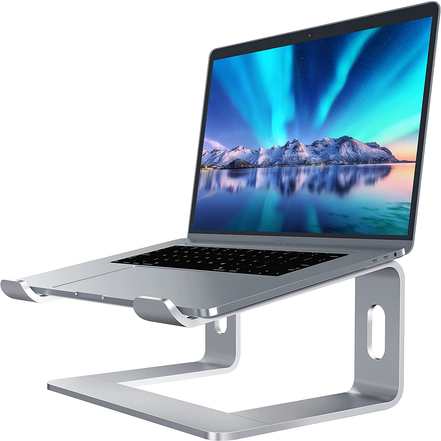 Stand laptop fabricat din aluminiu,ergonomic,portabil,compatibil cu laptopuri de la 10 la 15.6 inch, argintiu
