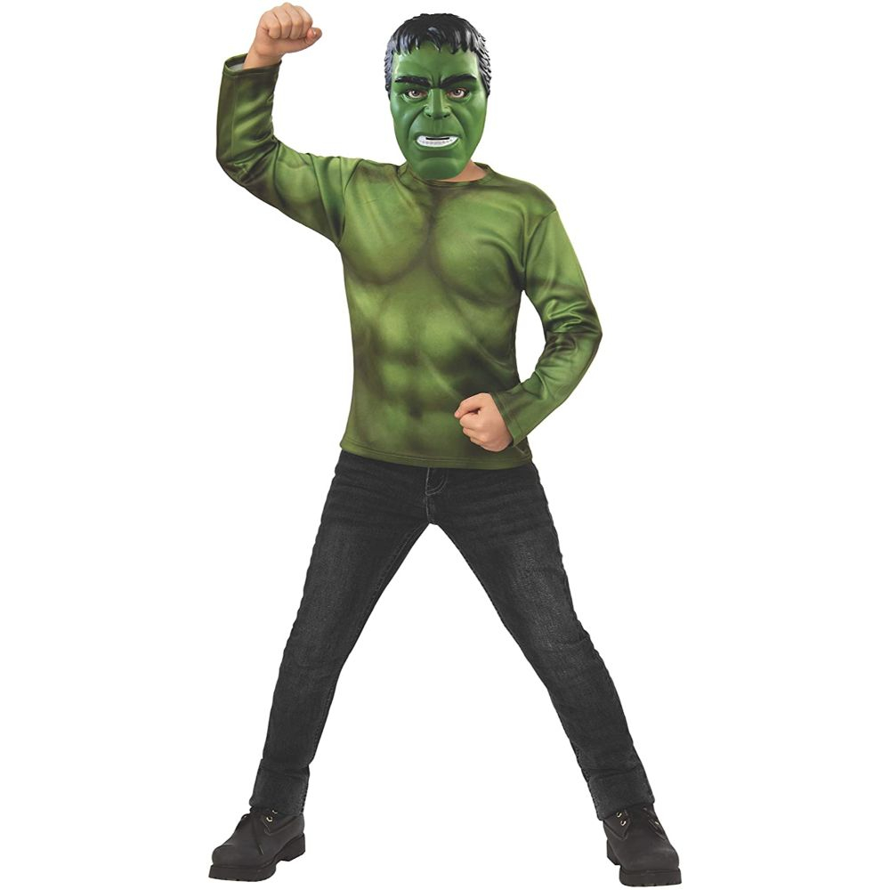 Kit costum Hulk Avengers Endgame, bluza si masca pentru copii 3-4 ani 100-110 cm (3-4 imagine 2022 protejamcopilaria.ro