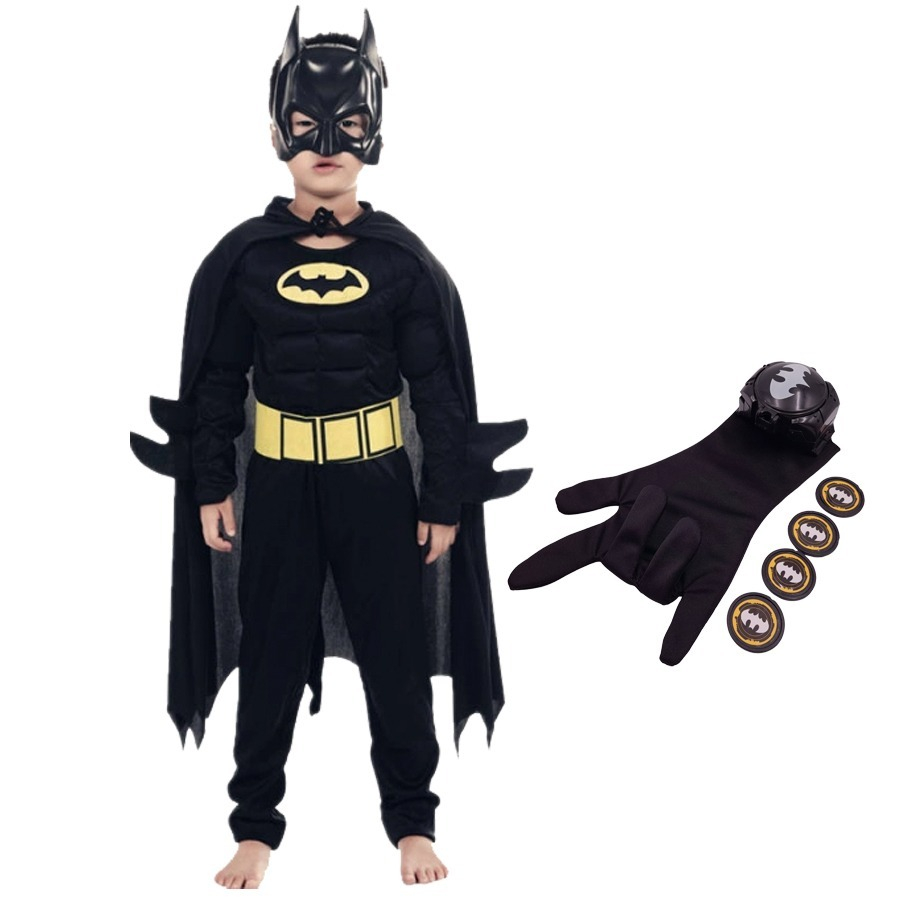 Costum muschi Batman Clasic cu manusa lansator pentru baieti 7-9 ani 120 - 130 cm