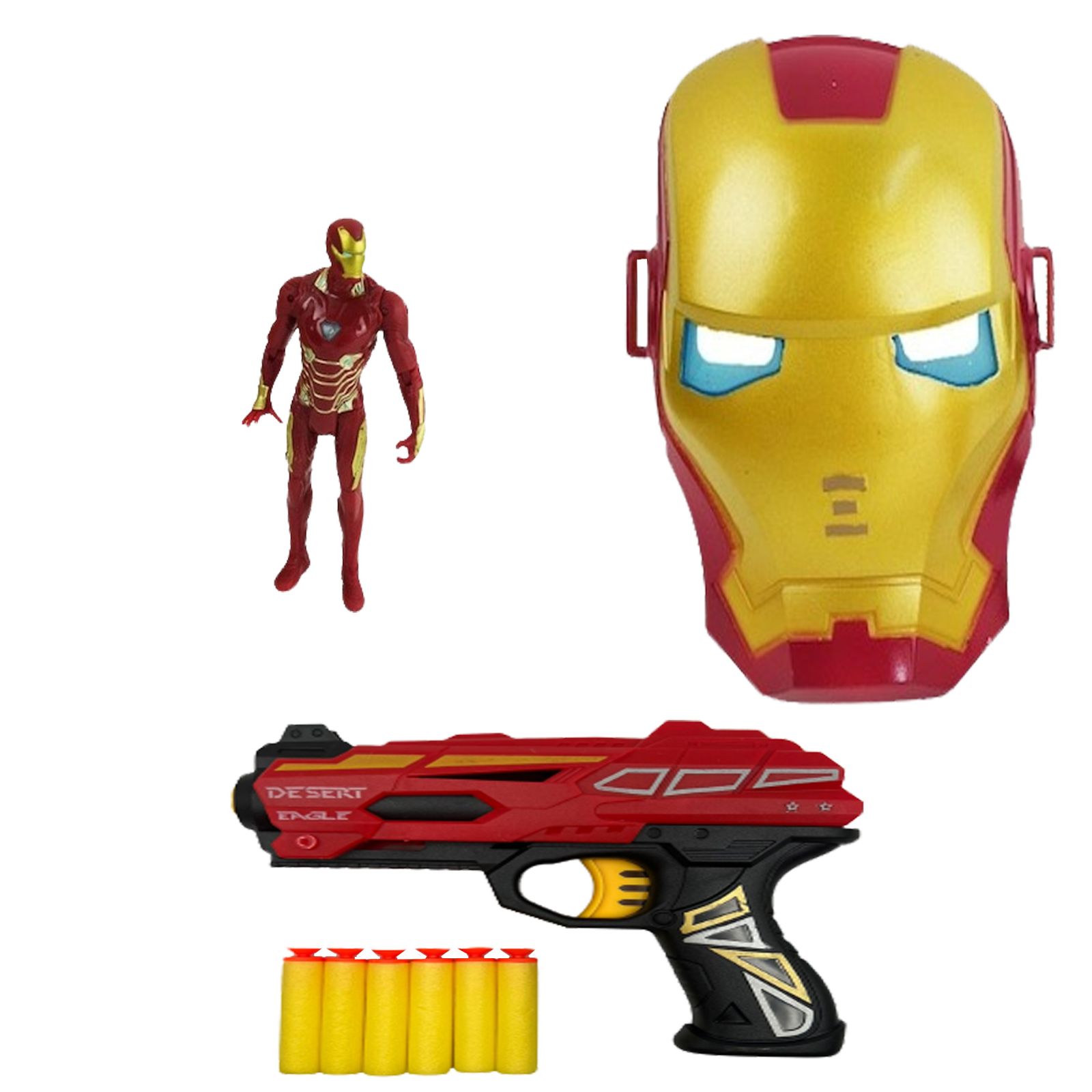 Set masca, figurina si pistol Iron Man pentru baieti