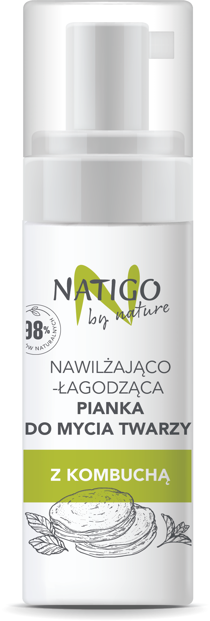 NATIGO BY NATURE - Spuma curatare faciala hidratanta si calmanta cu extract de Kombucha - 98% natural ingredients, 150ml
