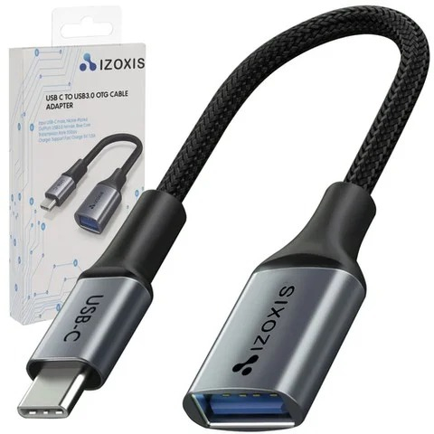 Cablu adaptor, USB-C USB 3.0 Type-C Male la USB 3.0 Female, 17 cm, negru-argintiu