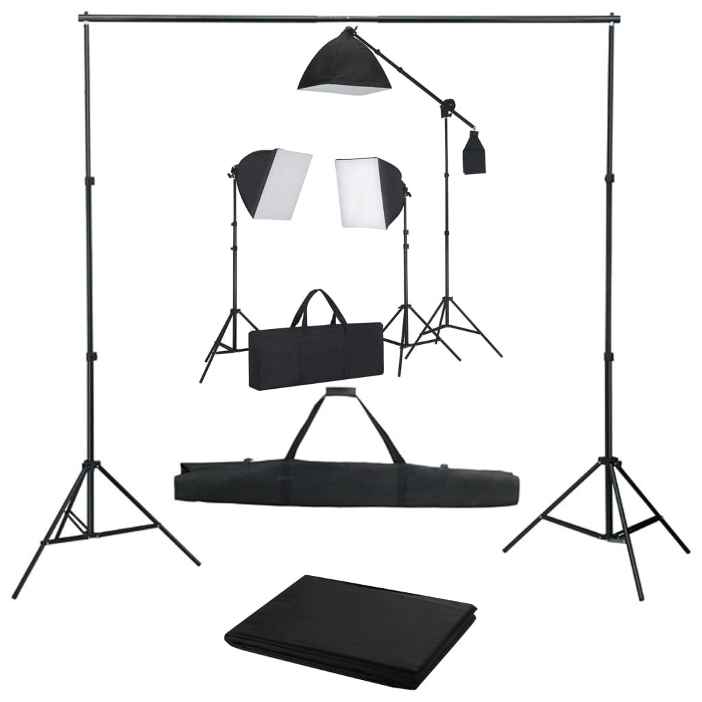 Kit de studio foto cu lumini softbox, fundal si reflector, vidaXL, 500 x 300 cm