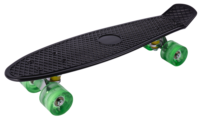 Skateboard negru cu roti luminoase, 56 cm x 15 cm, MalPlay 109633