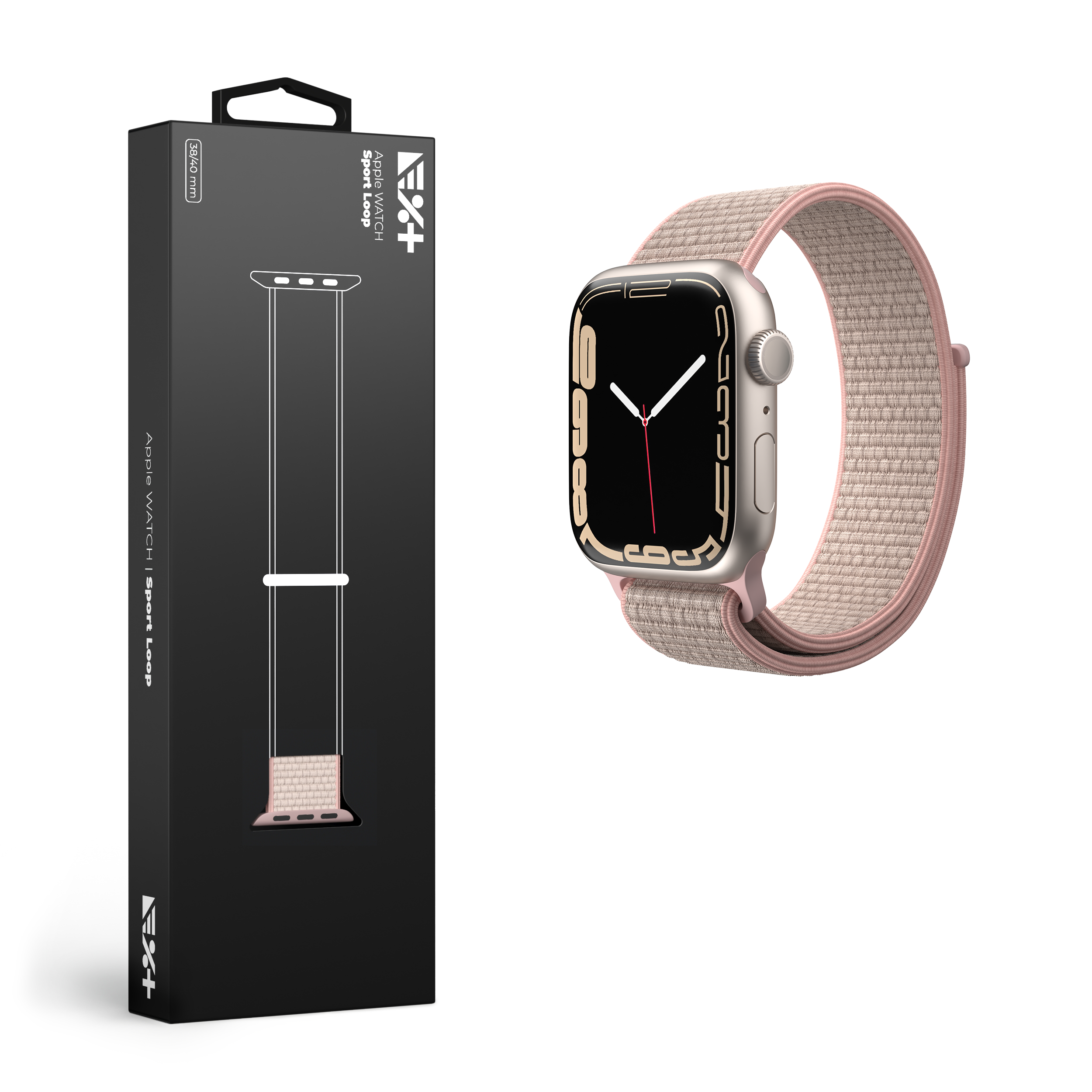Curea din nylon NEXT ONE pentru Apple Watch (38/40/41mm), Pink Sand