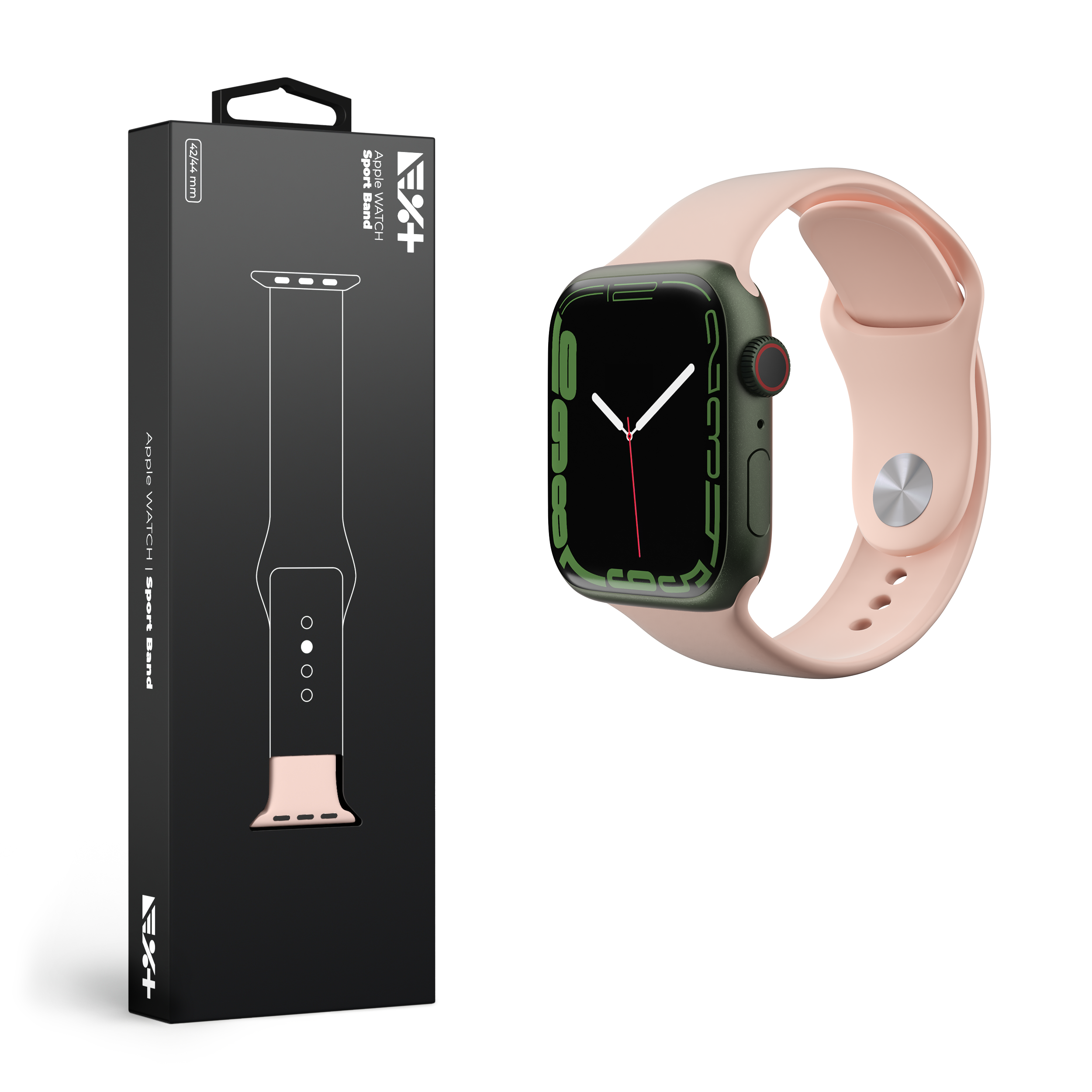 Curea din silicon NEXT ONE pentru Apple Watch (42/44/45mm), Pink Sand