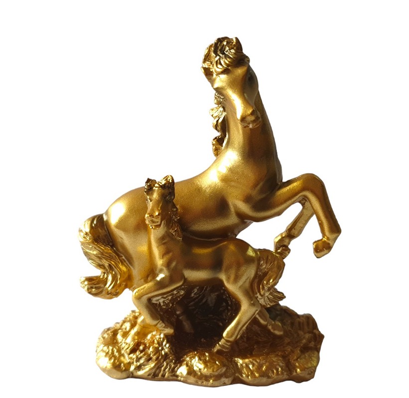 Statueta decorativa, Cal si manz, Auriu, 13 cm, XQ202146