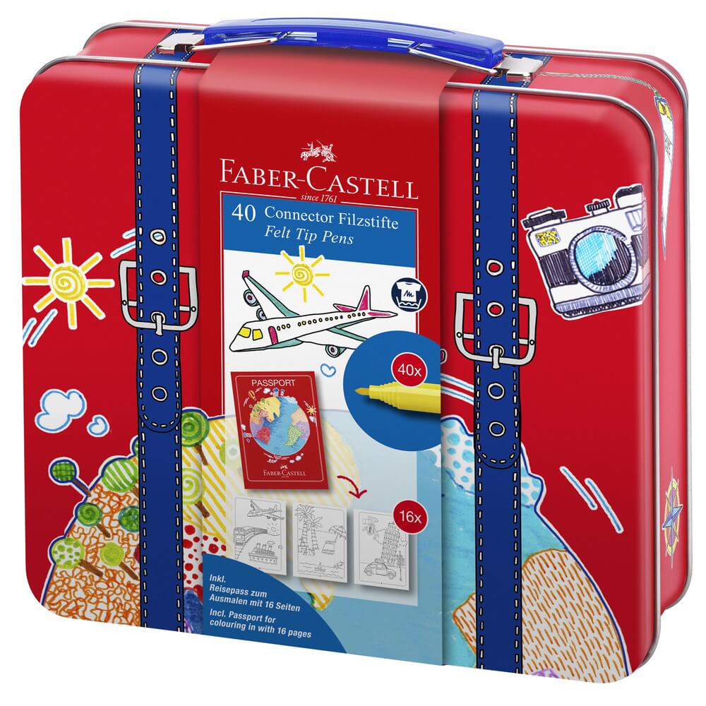 Set carioca 40 culori/set in valiza metalica Connector Faber-Castell