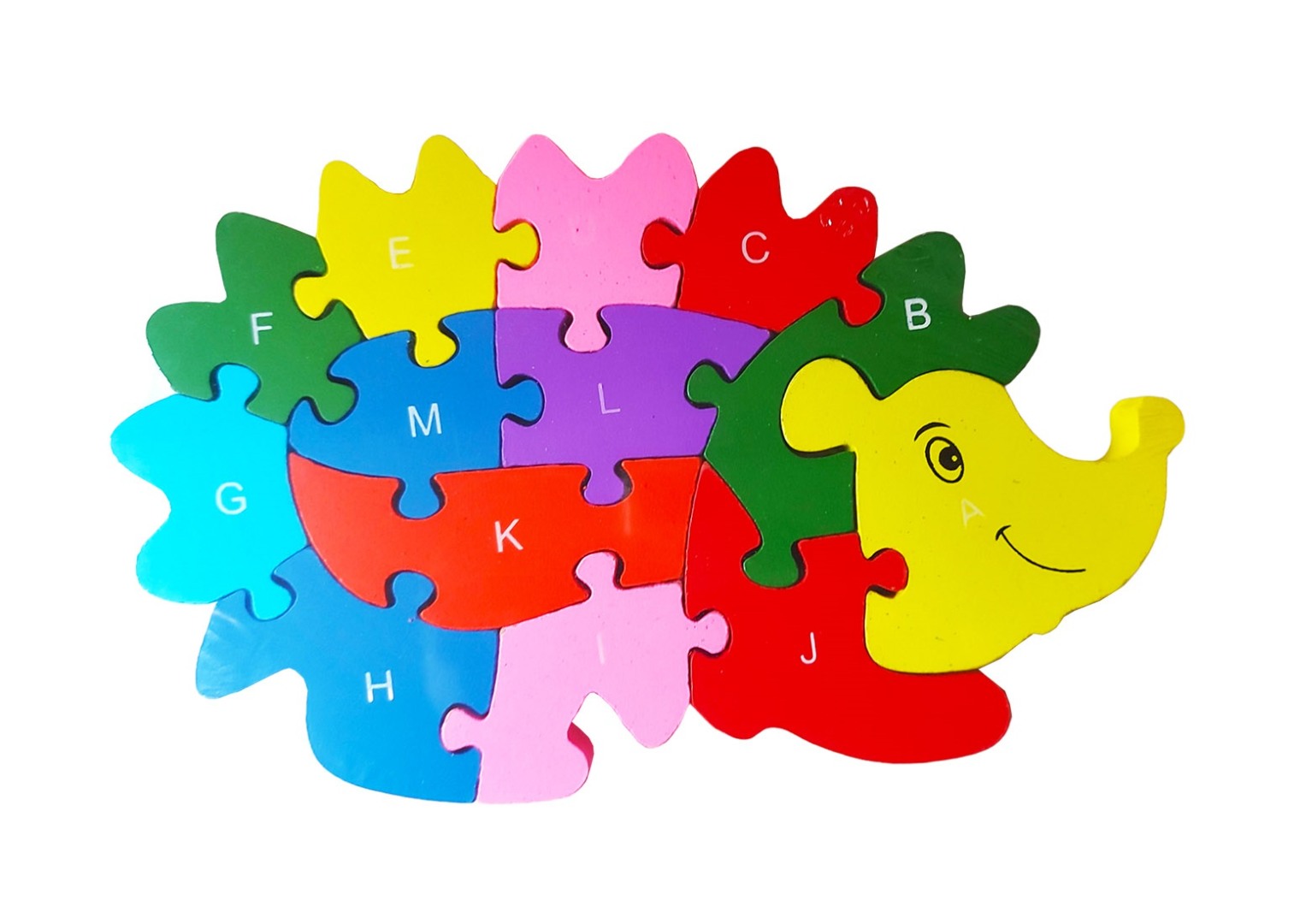 Puzzle 3D din lemn pentru copii cu Alfabet si Cifre, Arici, 26 piese, 25 cm, 18009SX 18009SX imagine 2022 protejamcopilaria.ro