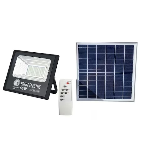 Proiector cu panou solar horoz, tiger-60w, 6400k, 1040ml, ip65, cu telecomanda / ext 068-012-0060