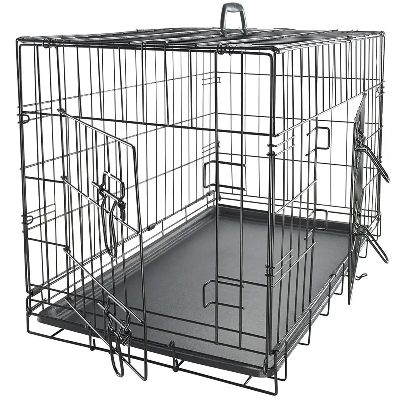 Cusca pentru animale de companie, Lexi, metal, plastic, pliabila, negru, 107×68.5×77 cm