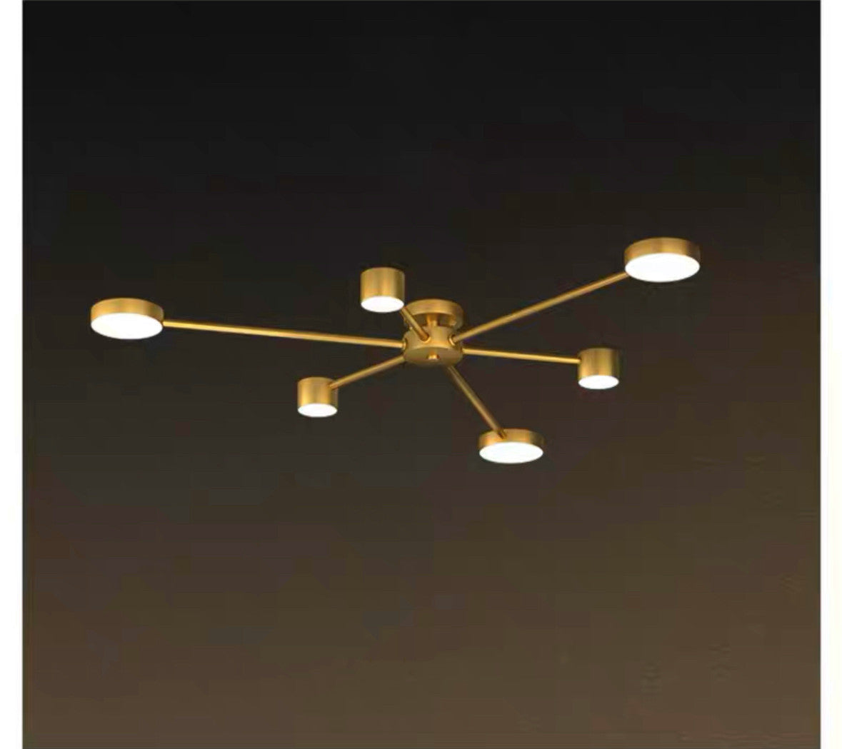 Lustra LED RFAN, Model R9029-6, Cu Telecomanda, 3 Tipuri De Lumina, Intensitate Reglabila, 72W, Auriu