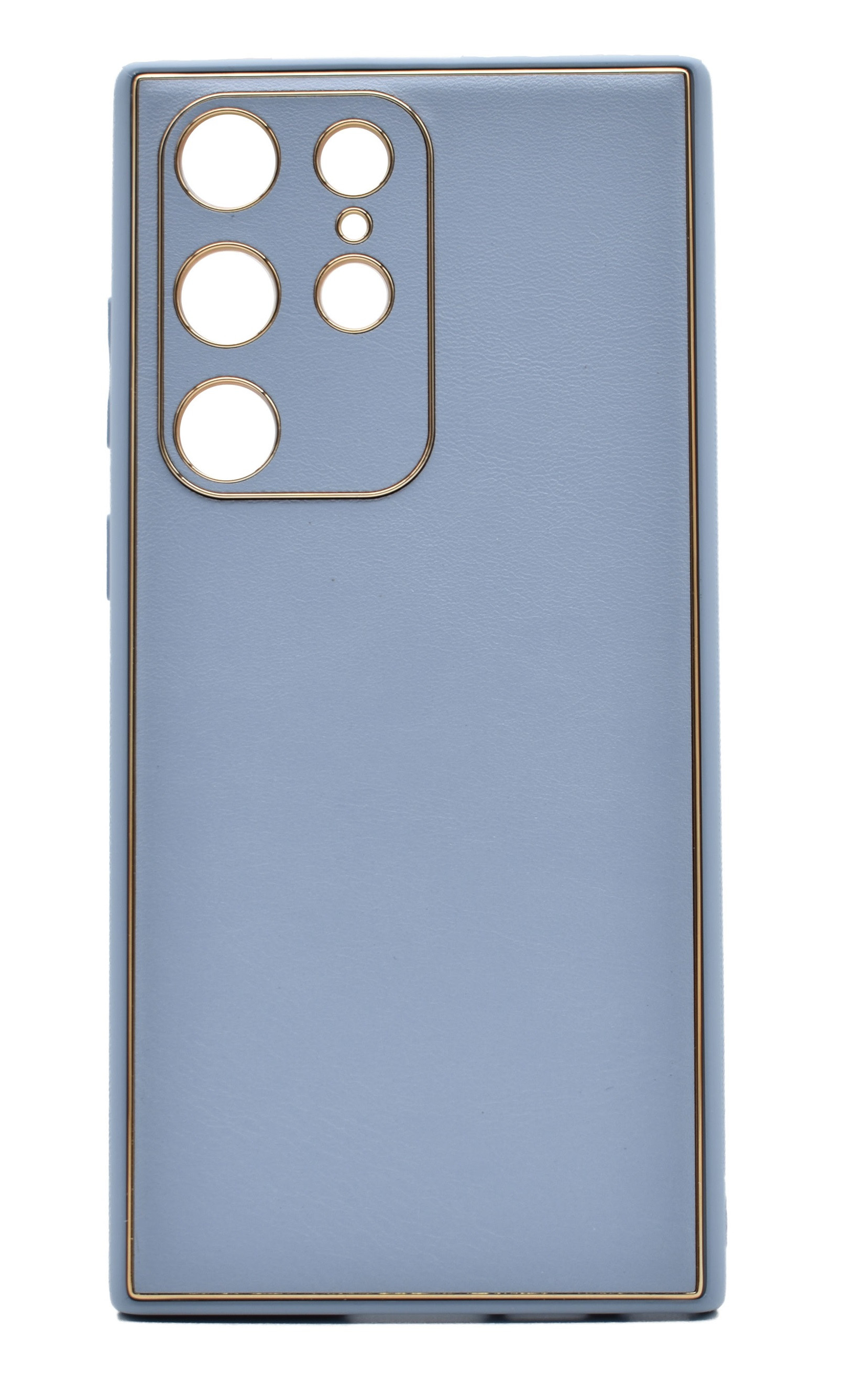 Husa eleganta din piele ecologica pentru Samsung Galaxy S23 Ultra cu accente aurii, Albastru deschis