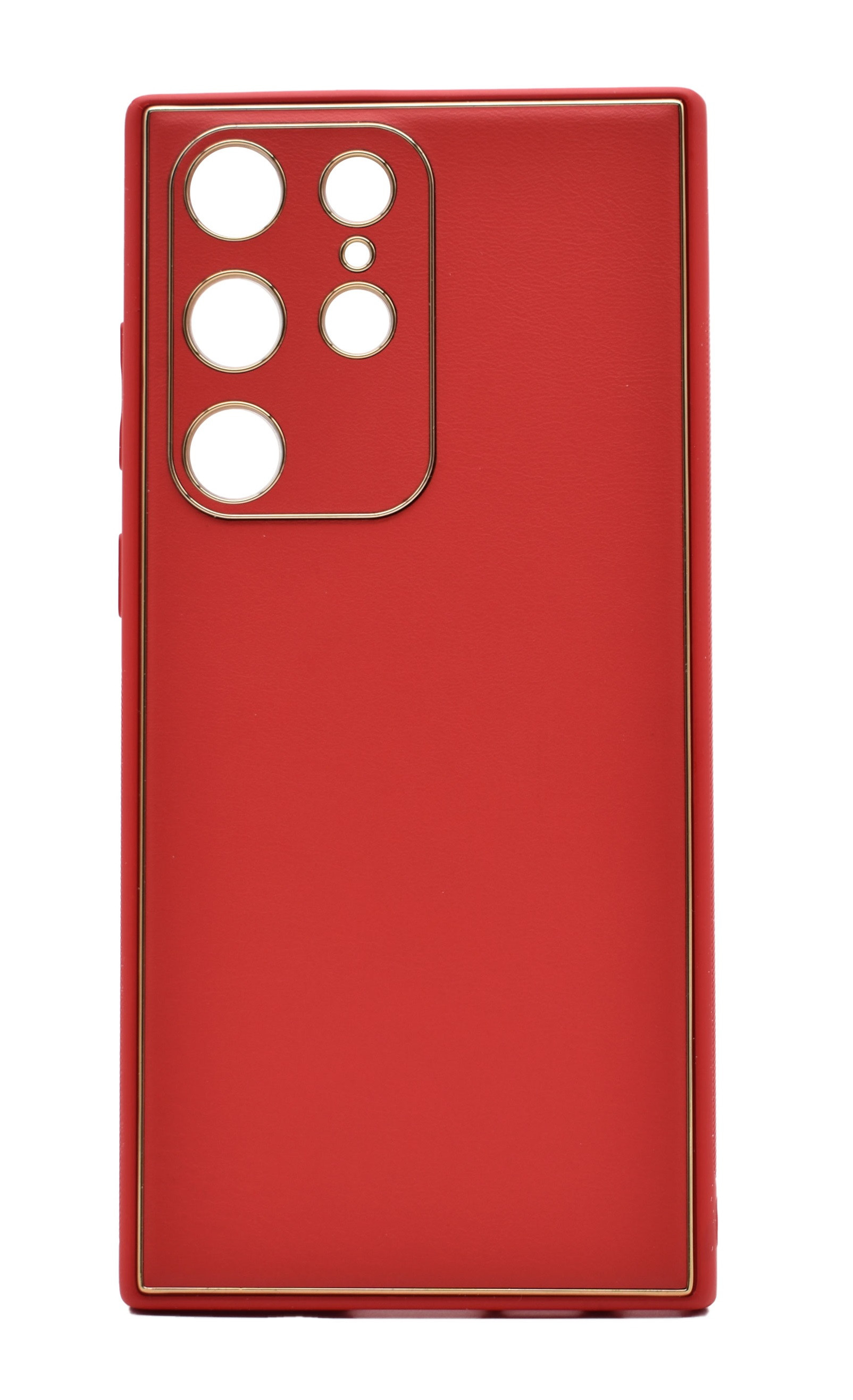 Husa eleganta din piele ecologica pentru Samsung Galaxy S21 Ultra cu accente aurii, Rosu
