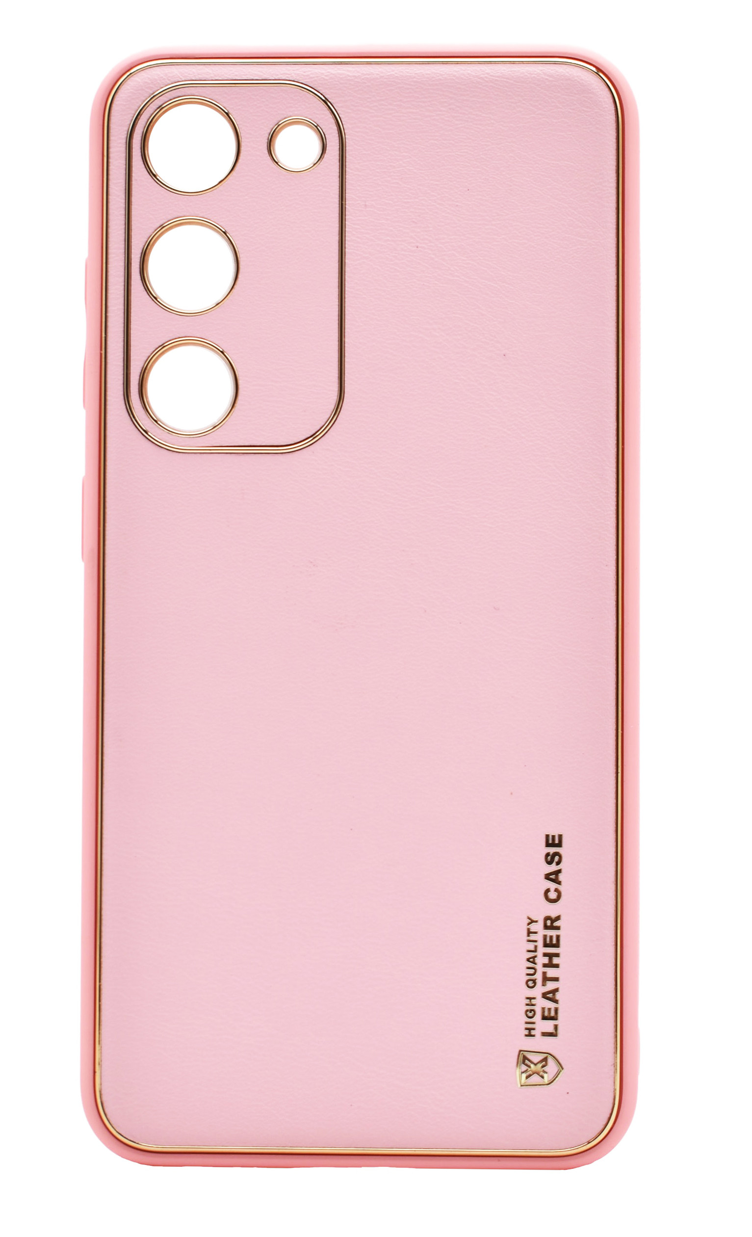 Husa eleganta din piele ecologica pentru Samsung Galaxy S23 Plus cu accente aurii, Roz