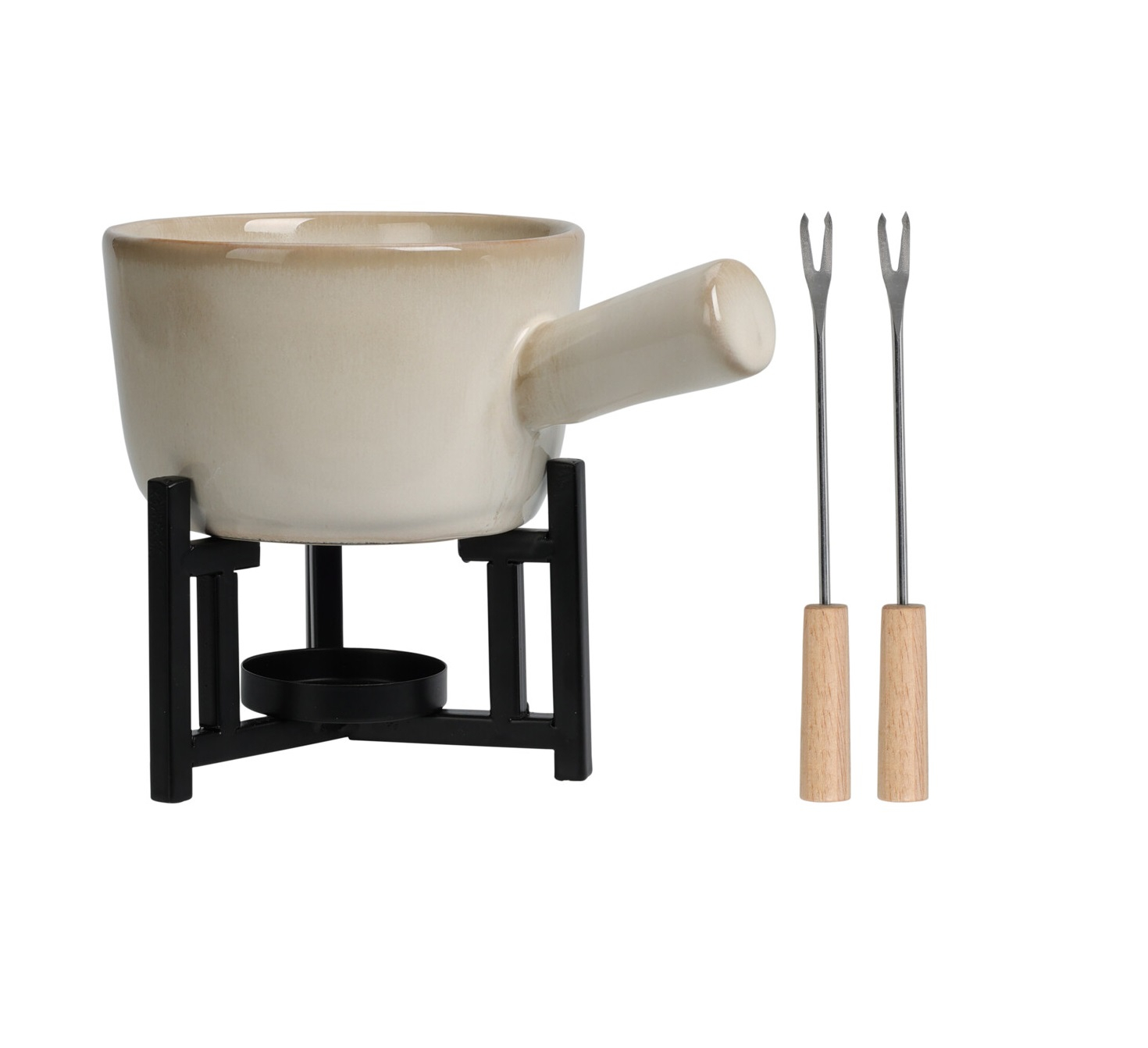 Set fondue Excellent Houseware, portelan, 17.6x11.9x7.5 cm, alb/negru