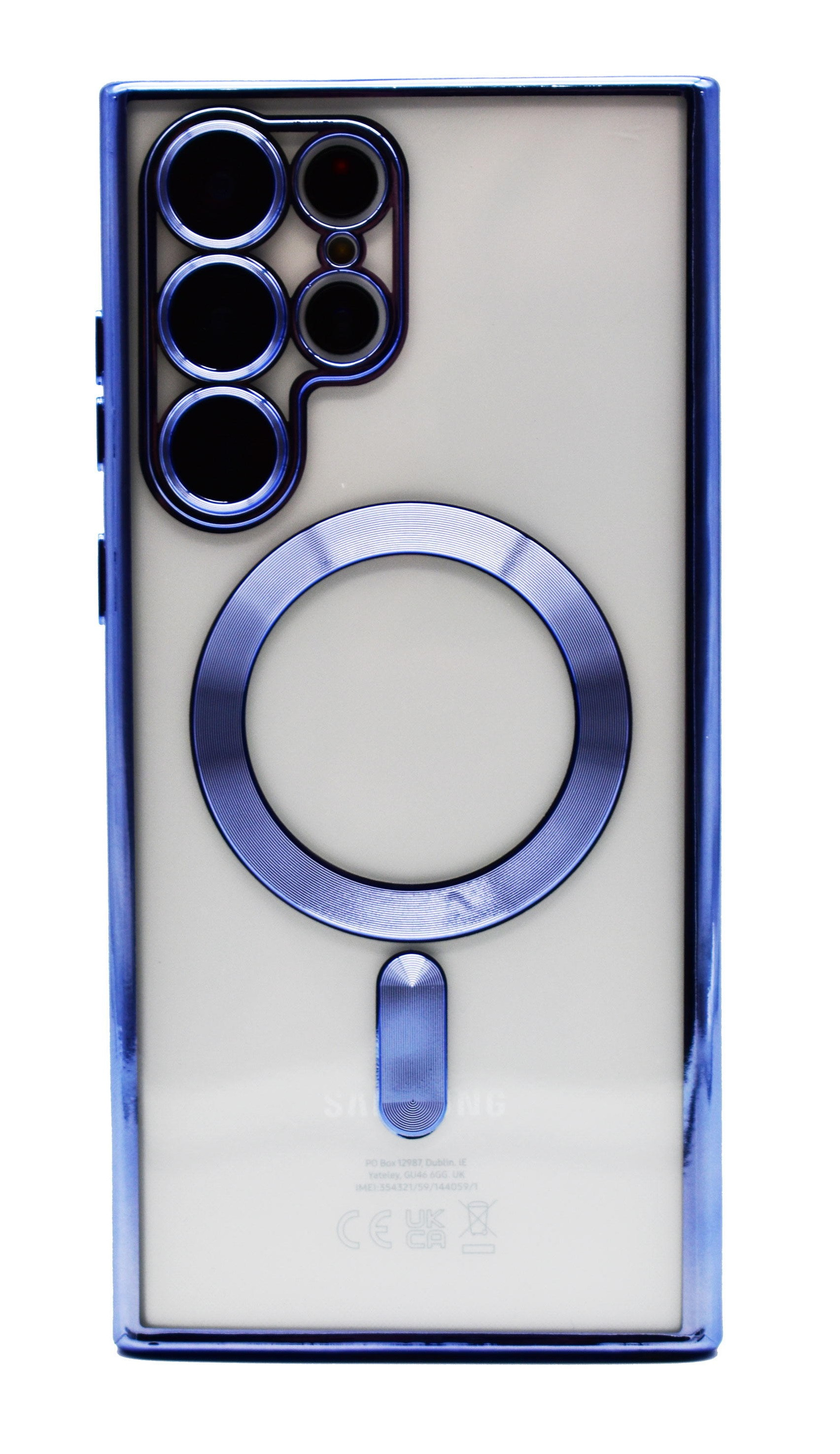 Husa Luxury tip MagSafe compatibila cu Samsung Galaxy S22 Ultra, Full protection, Margini colorate, Albastru