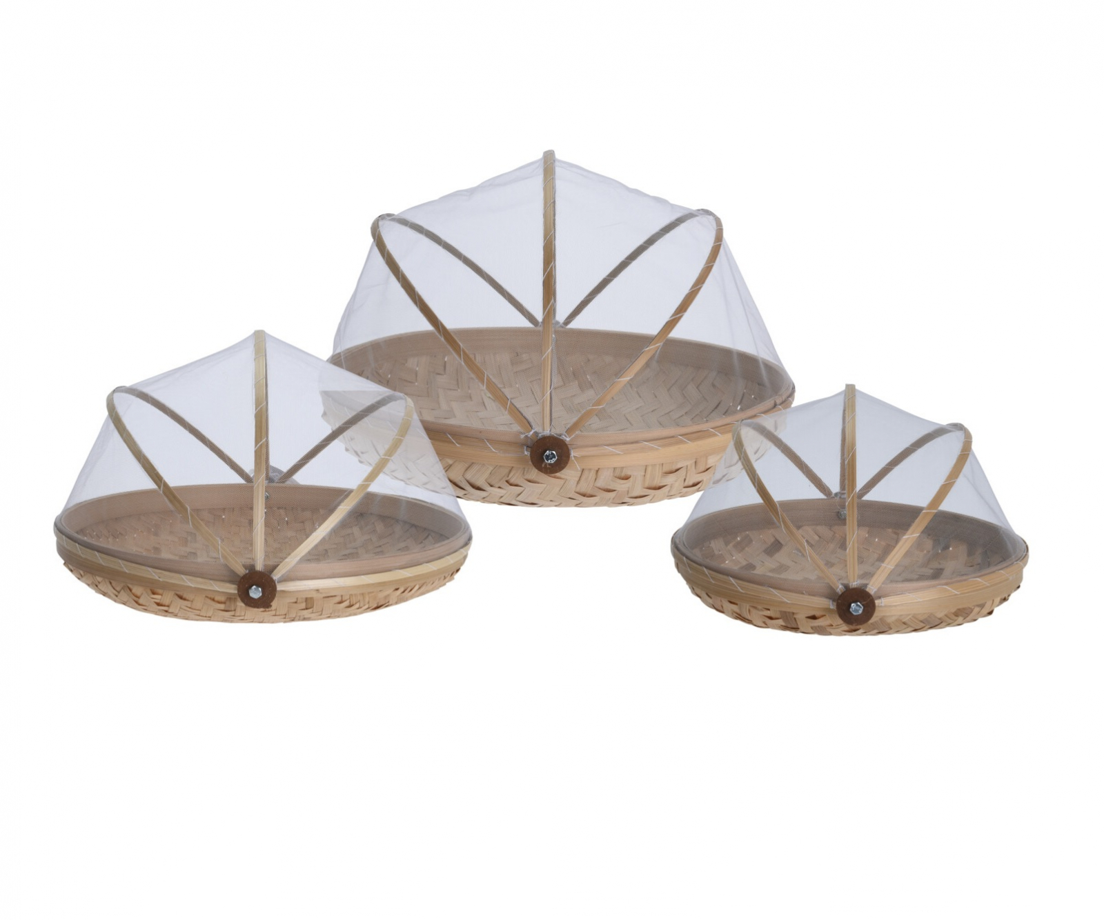 Set 3 cosuri acoperire alimente Home&Styling Collection, bambus, 38x34x12 cm, maro
