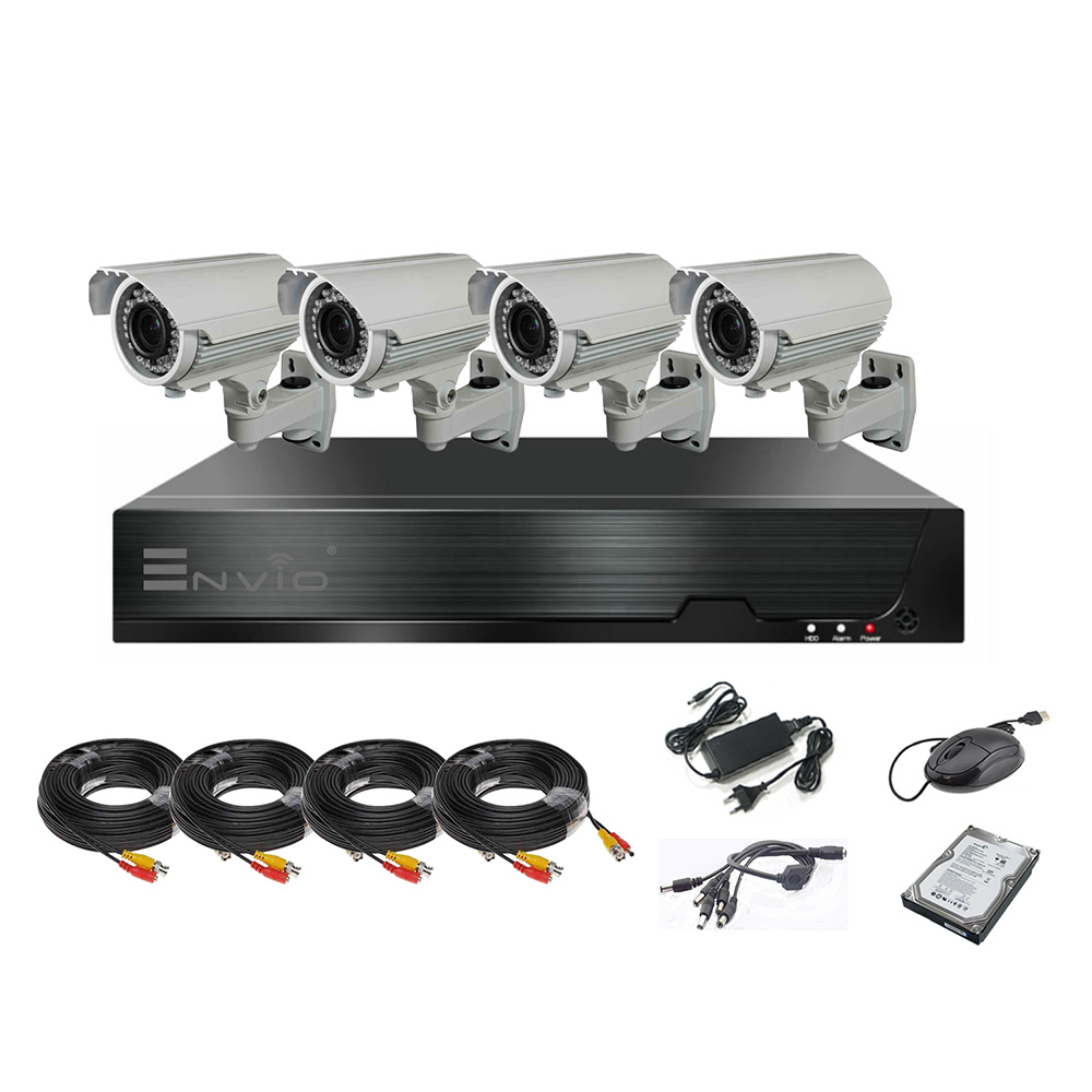 Kit/sistem supraveghere video cu 4 camere rezolutie 2 MP ENVIO AESS-KIT4CHENVZET60H200HDD