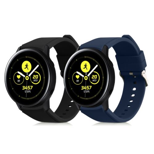 Set 2 curele kwmobile pentru Samsung Galaxy watch 5/Galaxy watch 5 Pro, Silicon, Negru/Albastru, 59476.01