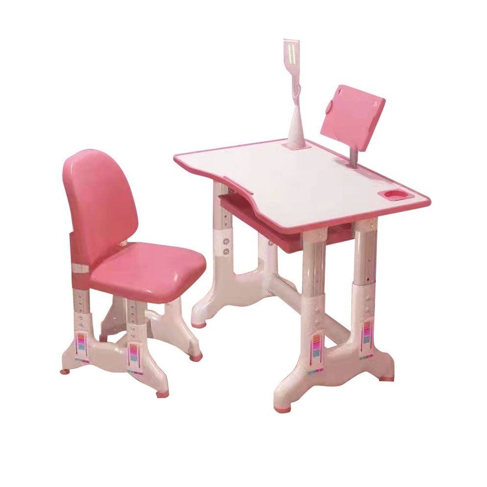 Set de masa si scaun pentru copii, ajustabile, cu lampa inclusa, culoare roz, LEXI