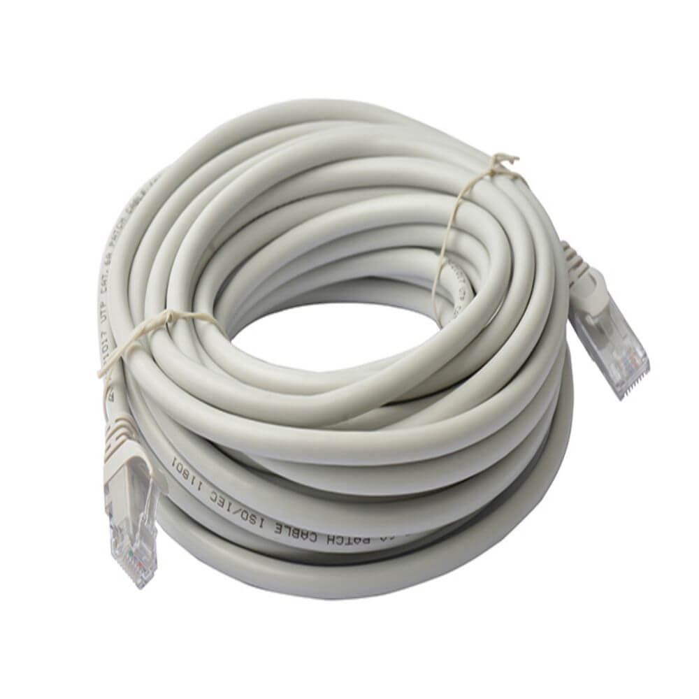 Cablu UTP Retea, Alb/Gri, Ethernet Cat 5e, 10m Lungime – Cablu Patch de Internet cu Mufa, Conector RJ45