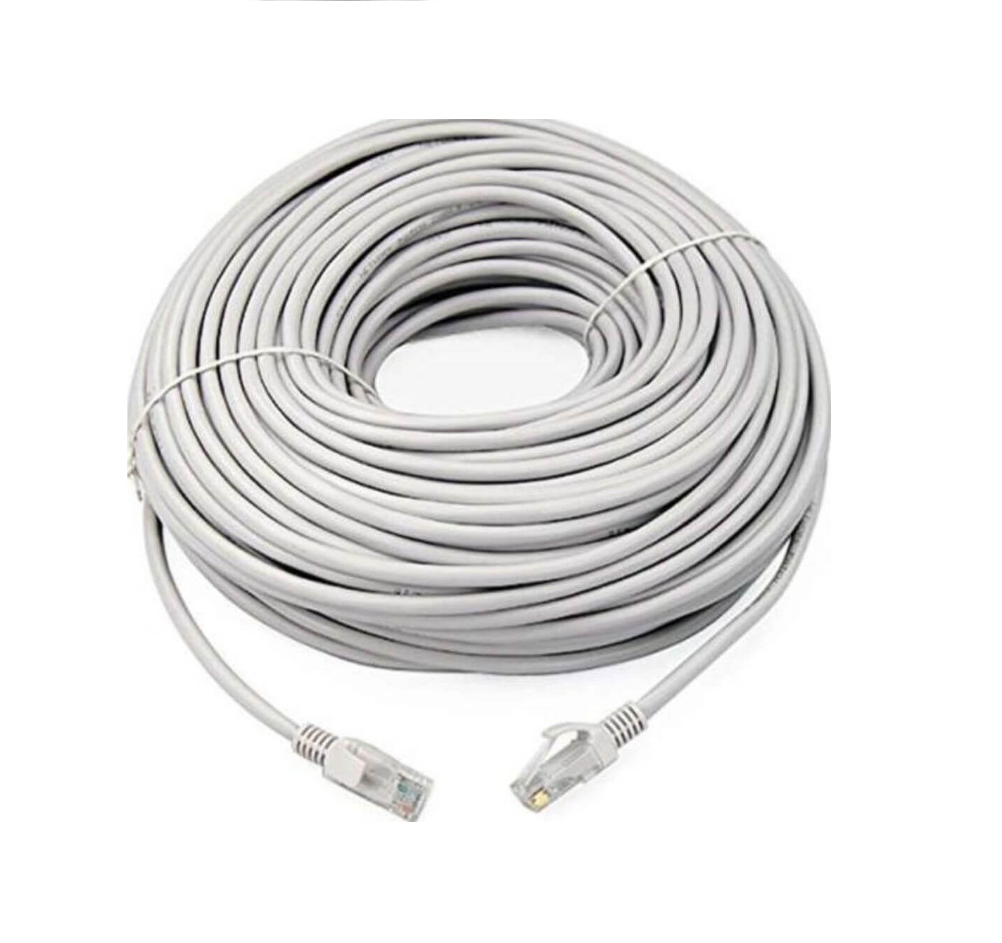 Cablu UTP Retea, Alb/Gri, Ethernet Cat 5e, 50m Lungime – Cablu Patch de Internet cu Mufa, Conector RJ45