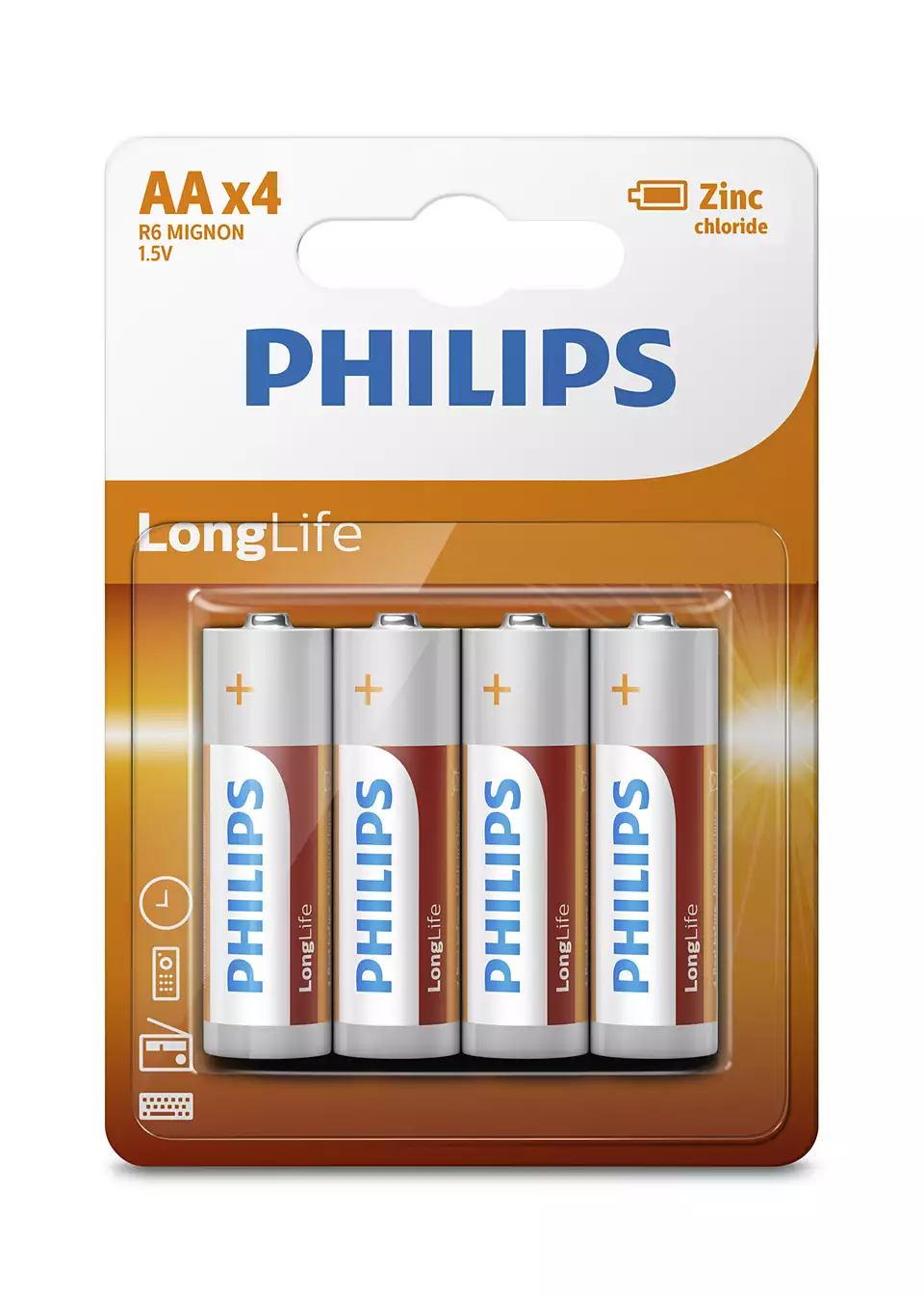 Baterie Philips LongLife R6L4B/10, tip AA, 1.5V, set 4 bucati