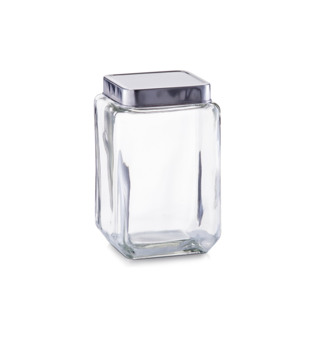 Recipient depozitare Zeller, sticla/otel inoxidabil, 11x11x18 cm, 1.5 l, transparent