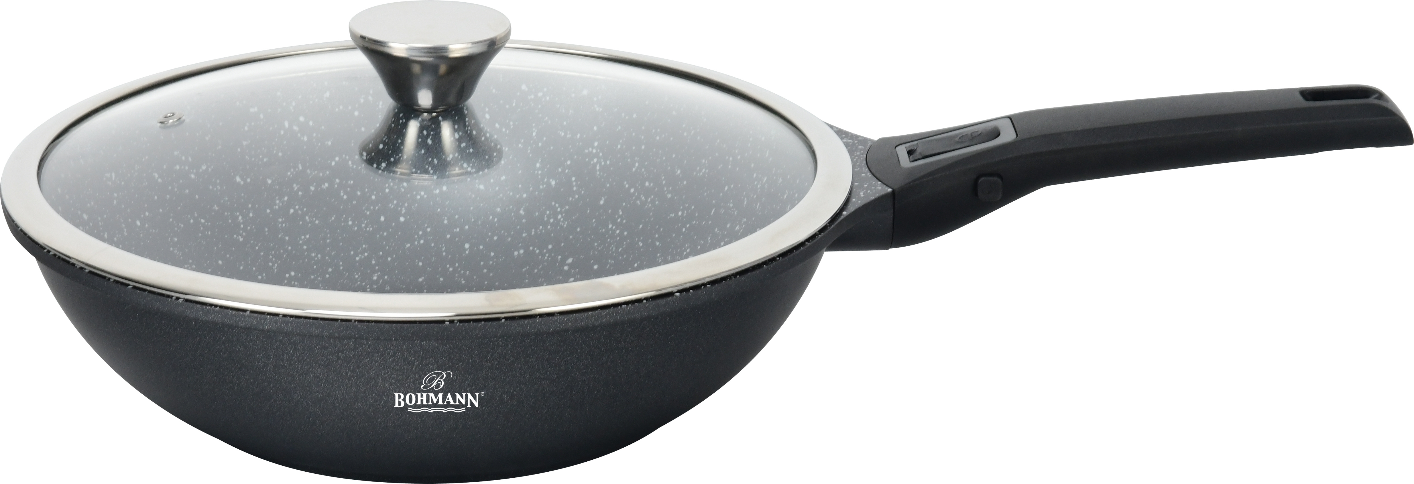 Tigaie wok cu maner detasabil, 28cm, aluminiu turnat, Bohmann, suprafata antiaderenta, inclusiv inductie
