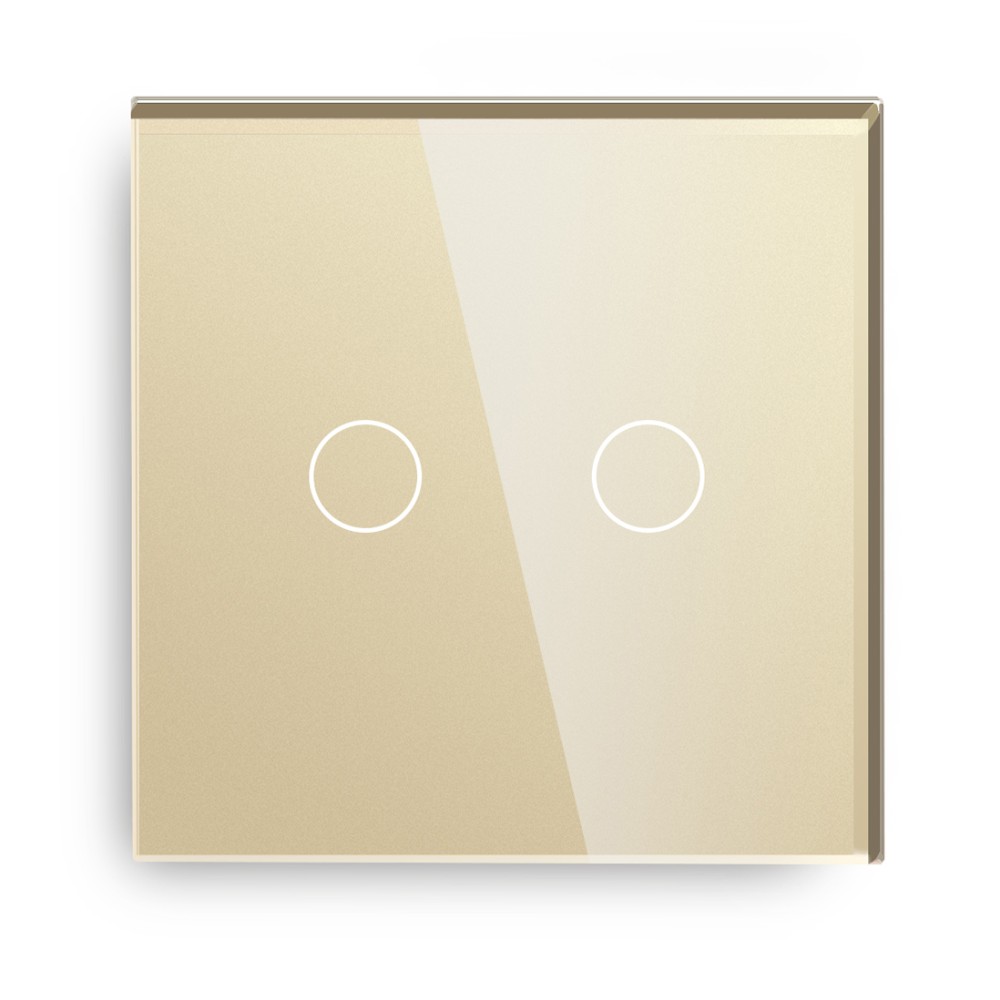 Fateta de sticla pentru intrerupator Touch dublu, auriu, Instalare Usoara